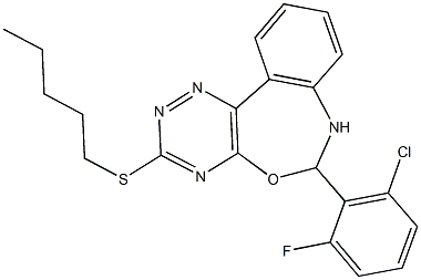 6-(2-chloro-6-fluorophenyl)-6,7-dihydro[1,2,4]triazino[5,6-d][3,1]benzoxazepin-3-yl pentyl sulfide Structure