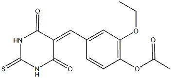4-[(4,6-dioxo-2-thioxotetrahydro-5(2H)-pyrimidinylidene)methyl]-2-ethoxyphenyl acetate Structure