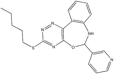3-(pentylsulfanyl)-6-(3-pyridinyl)-6,7-dihydro[1,2,4]triazino[5,6-d][3,1]benzoxazepine,352693-72-2,结构式