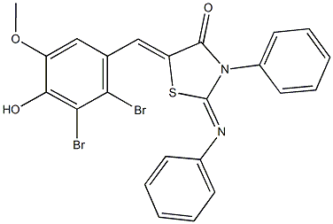 5-(2,3-dibromo-4-hydroxy-5-methoxybenzylidene)-3-phenyl-2-(phenylimino)-1,3-thiazolidin-4-one Structure