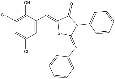 5-(3,5-dichloro-2-hydroxybenzylidene)-3-phenyl-2-(phenylimino)-1,3-thiazolidin-4-one Structure