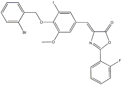 4-{4-[(2-bromobenzyl)oxy]-3-iodo-5-methoxybenzylidene}-2-(2-fluorophenyl)-1,3-oxazol-5(4H)-one Structure