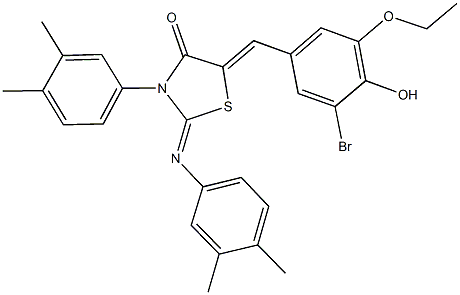 5-(3-bromo-5-ethoxy-4-hydroxybenzylidene)-3-(3,4-dimethylphenyl)-2-[(3,4-dimethylphenyl)imino]-1,3-thiazolidin-4-one,352694-21-4,结构式