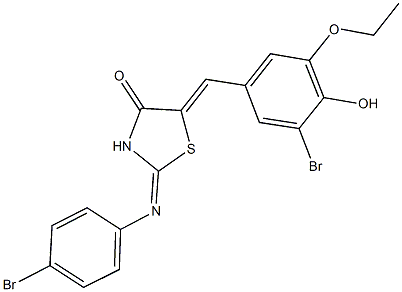 5-(3-bromo-5-ethoxy-4-hydroxybenzylidene)-2-[(4-bromophenyl)imino]-1,3-thiazolidin-4-one,352694-26-9,结构式