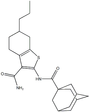 2-[(1-adamantylcarbonyl)amino]-6-propyl-4,5,6,7-tetrahydro-1-benzothiophene-3-carboxamide Structure