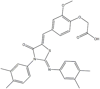 352694-42-9 [4-({3-(3,4-dimethylphenyl)-2-[(3,4-dimethylphenyl)imino]-4-oxo-1,3-thiazolidin-5-ylidene}methyl)-2-methoxyphenoxy]acetic acid