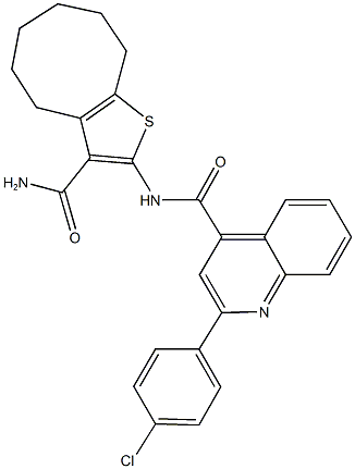 N-[3-(aminocarbonyl)-4,5,6,7,8,9-hexahydrocycloocta[b]thien-2-yl]-2-(4-chlorophenyl)-4-quinolinecarboxamide Struktur