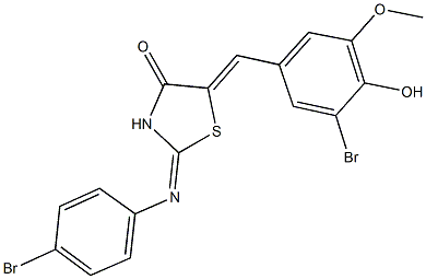 5-(3-bromo-4-hydroxy-5-methoxybenzylidene)-2-[(4-bromophenyl)imino]-1,3-thiazolidin-4-one Structure