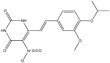 5-nitro-6-[2-(4-isopropoxy-3-methoxyphenyl)vinyl]-2,4(1H,3H)-pyrimidinedione 化学構造式