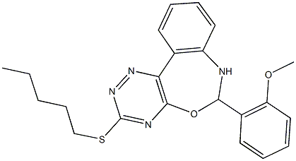 6-(2-methoxyphenyl)-3-(pentylsulfanyl)-6,7-dihydro[1,2,4]triazino[5,6-d][3,1]benzoxazepine 结构式