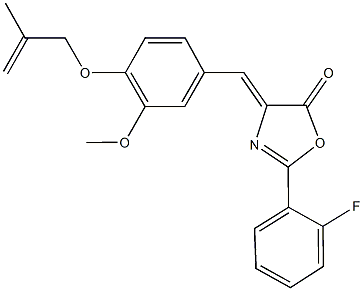 2-(2-fluorophenyl)-4-{3-methoxy-4-[(2-methyl-2-propenyl)oxy]benzylidene}-1,3-oxazol-5(4H)-one Struktur