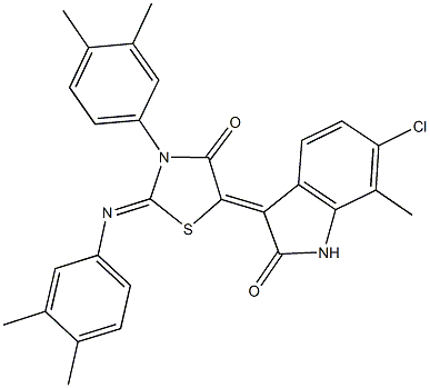 352700-84-6 6-chloro-3-{3-(3,4-dimethylphenyl)-2-[(3,4-dimethylphenyl)imino]-4-oxo-1,3-thiazolidin-5-ylidene}-7-methyl-1,3-dihydro-2H-indol-2-one