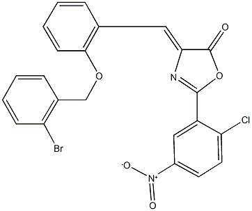 4-{2-[(2-bromobenzyl)oxy]benzylidene}-2-{2-chloro-5-nitrophenyl}-1,3-oxazol-5(4H)-one 结构式
