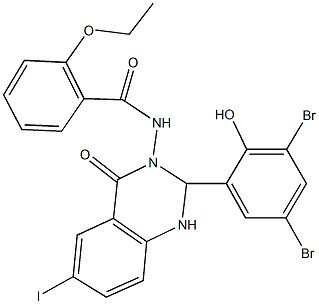 N-(2-(3,5-dibromo-2-hydroxyphenyl)-6-iodo-4-oxo-1,4-dihydro-3(2H)-quinazolinyl)-2-ethoxybenzamide Structure