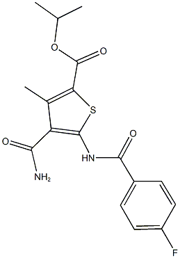 isopropyl 4-(aminocarbonyl)-5-[(4-fluorobenzoyl)amino]-3-methyl-2-thiophenecarboxylate,352701-67-8,结构式