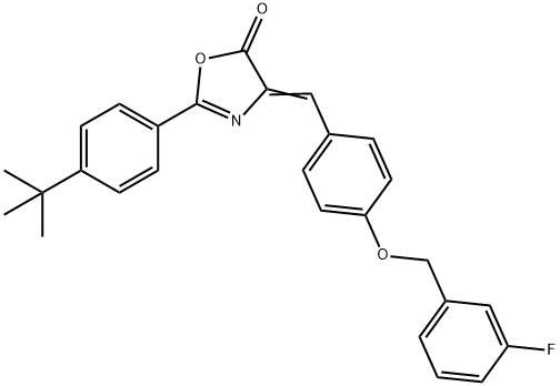 2-(4-tert-butylphenyl)-4-{4-[(3-fluorobenzyl)oxy]benzylidene}-1,3-oxazol-5(4H)-one 结构式