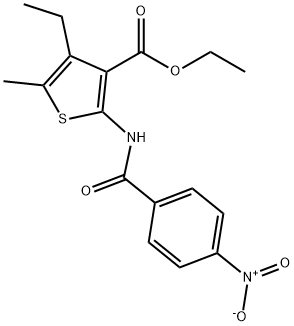 ethyl 4-ethyl-2-({4-nitrobenzoyl}amino)-5-methyl-3-thiophenecarboxylate 结构式