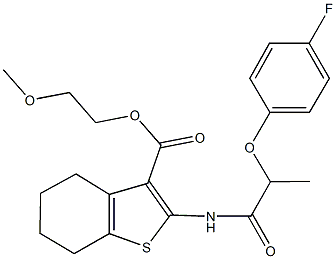 2-methoxyethyl 2-{[2-(4-fluorophenoxy)propanoyl]amino}-4,5,6,7-tetrahydro-1-benzothiophene-3-carboxylate 结构式