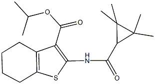 isopropyl 2-{[(2,2,3,3-tetramethylcyclopropyl)carbonyl]amino}-4,5,6,7-tetrahydro-1-benzothiophene-3-carboxylate 化学構造式