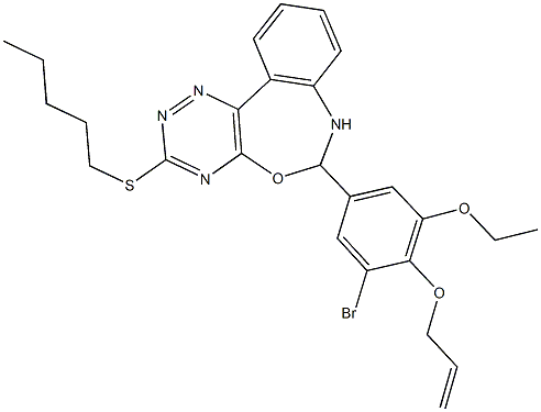6-[4-(allyloxy)-3-bromo-5-ethoxyphenyl]-3-(pentylsulfanyl)-6,7-dihydro[1,2,4]triazino[5,6-d][3,1]benzoxazepine,352702-27-3,结构式