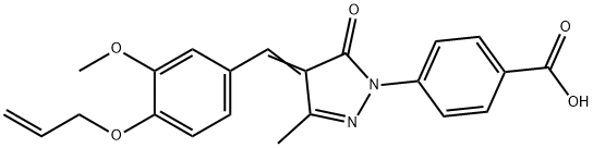 4-{4-[4-(allyloxy)-3-methoxybenzylidene]-3-methyl-5-oxo-4,5-dihydro-1H-pyrazol-1-yl}benzoic acid 化学構造式