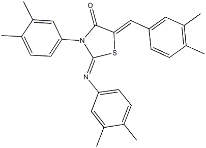 5-(3,4-dimethylbenzylidene)-3-(3,4-dimethylphenyl)-2-[(3,4-dimethylphenyl)imino]-1,3-thiazolidin-4-one,352702-40-0,结构式