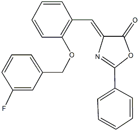 4-{2-[(3-fluorobenzyl)oxy]benzylidene}-2-phenyl-1,3-oxazol-5(4H)-one Structure