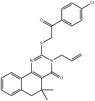 3-allyl-2-{[2-(4-chlorophenyl)-2-oxoethyl]sulfanyl}-5,5-dimethyl-5,6-dihydrobenzo[h]quinazolin-4(3H)-one Struktur