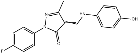 2-(4-fluorophenyl)-4-[(4-hydroxyanilino)methylene]-5-methyl-2,4-dihydro-3H-pyrazol-3-one Struktur