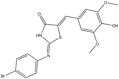 2-[(4-bromophenyl)imino]-5-(4-hydroxy-3,5-dimethoxybenzylidene)-1,3-thiazolidin-4-one Structure