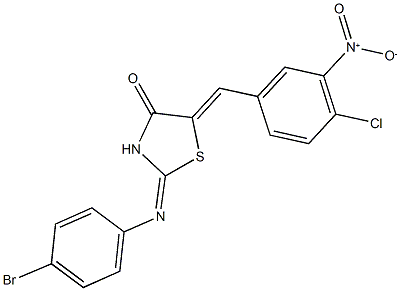 2-[(4-bromophenyl)imino]-5-{4-chloro-3-nitrobenzylidene}-1,3-thiazolidin-4-one,352702-91-1,结构式