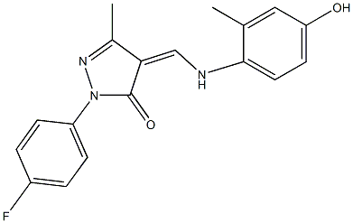 2-(4-fluorophenyl)-4-[(4-hydroxy-2-methylanilino)methylene]-5-methyl-2,4-dihydro-3H-pyrazol-3-one,352702-97-7,结构式