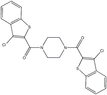 1,4-bis[(3-chloro-1-benzothien-2-yl)carbonyl]piperazine 结构式