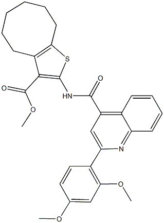 methyl 2-({[2-(2,4-dimethoxyphenyl)-4-quinolinyl]carbonyl}amino)-4,5,6,7,8,9-hexahydrocycloocta[b]thiophene-3-carboxylate Structure