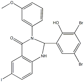 2-(3,5-dibromo-2-hydroxyphenyl)-6-iodo-3-(3-methoxyphenyl)-2,3-dihydro-4(1H)-quinazolinone,352704-07-5,结构式