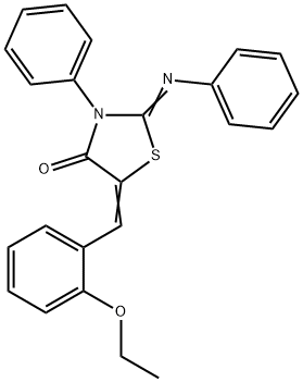 5-(2-ethoxybenzylidene)-3-phenyl-2-(phenylimino)-1,3-thiazolidin-4-one Structure