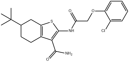 6-tert-butyl-2-{[(2-chlorophenoxy)acetyl]amino}-4,5,6,7-tetrahydro-1-benzothiophene-3-carboxamide,352705-35-2,结构式