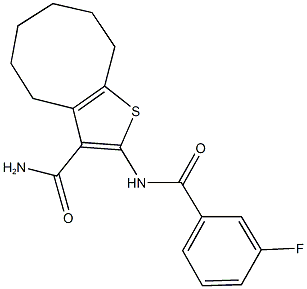 2-[(3-fluorobenzoyl)amino]-4,5,6,7,8,9-hexahydrocycloocta[b]thiophene-3-carboxamide|