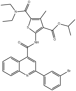 isopropyl 2-({[2-(3-bromophenyl)-4-quinolinyl]carbonyl}amino)-5-[(diethylamino)carbonyl]-4-methyl-3-thiophenecarboxylate 结构式