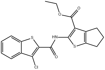 ethyl 2-{[(3-chloro-1-benzothien-2-yl)carbonyl]amino}-5,6-dihydro-4H-cyclopenta[b]thiophene-3-carboxylate Structure