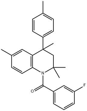 1-(3-fluorobenzoyl)-2,2,4,6-tetramethyl-4-(4-methylphenyl)-1,2,3,4-tetrahydroquinoline,353239-83-5,结构式