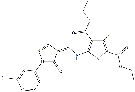 diethyl 5-({[1-(3-chlorophenyl)-3-methyl-5-oxo-1,5-dihydro-4H-pyrazol-4-ylidene]methyl}amino)-3-methyl-2,4-thiophenedicarboxylate|