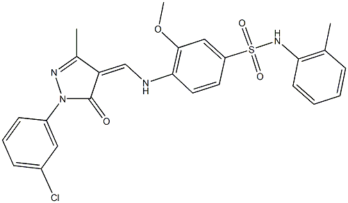4-({[1-(3-chlorophenyl)-3-methyl-5-oxo-1,5-dihydro-4H-pyrazol-4-ylidene]methyl}amino)-3-methoxy-N-(2-methylphenyl)benzenesulfonamide,353249-02-2,结构式