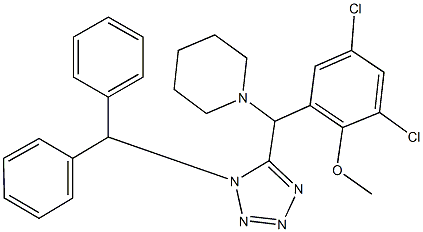 1-[(1-benzhydryl-1H-tetraazol-5-yl)(3,5-dichloro-2-methoxyphenyl)methyl]piperidine,353252-61-6,结构式