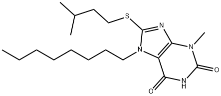 8-(isopentylsulfanyl)-3-methyl-7-octyl-3,7-dihydro-1H-purine-2,6-dione 化学構造式