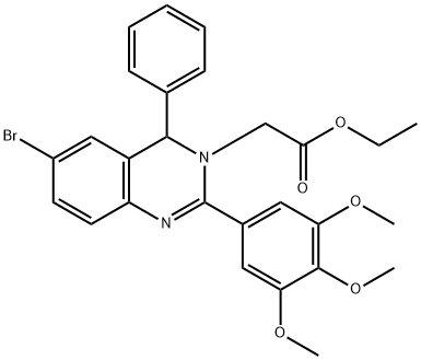 ethyl (6-bromo-4-phenyl-2-(3,4,5-trimethoxyphenyl)-3(4H)-quinazolinyl)acetate 结构式