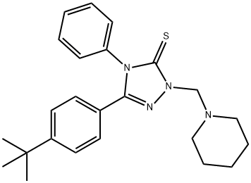 5-(4-tert-butylphenyl)-4-phenyl-2-(1-piperidinylmethyl)-2,4-dihydro-3H-1,2,4-triazole-3-thione 化学構造式