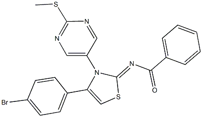 N-(4-(4-bromophenyl)-3-[2-(methylsulfanyl)-5-pyrimidinyl]-1,3-thiazol-2(3H)-ylidene)benzamide 结构式
