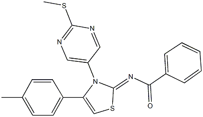 N-(4-(4-methylphenyl)-3-[2-(methylsulfanyl)-5-pyrimidinyl]-1,3-thiazol-2(3H)-ylidene)benzamide Struktur