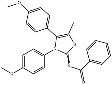 N-(3,4-bis(4-methoxyphenyl)-5-methyl-1,3-thiazol-2(3H)-ylidene)benzamide 结构式